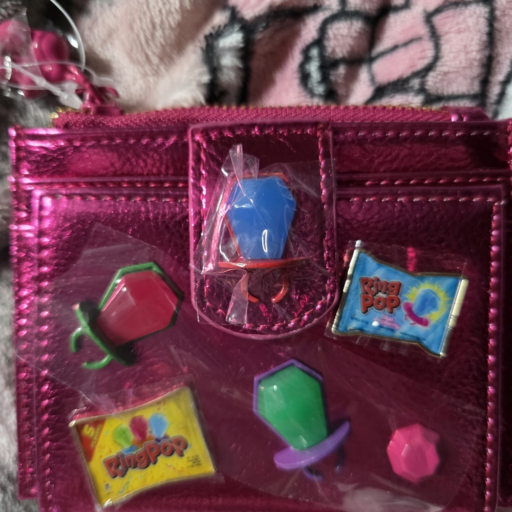 Betsey Johnson Pink and Blue Kids Ring Pop Small Wallet.